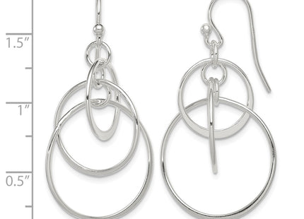 Sterling silver circle drop earrings, further view