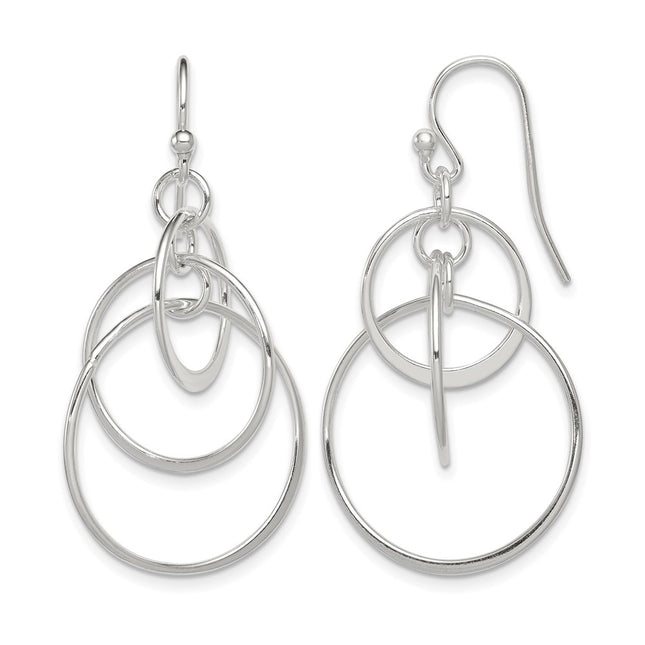 Sterling silver circle drop earrings