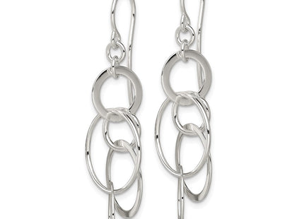 Sterling silver circle drop earrings, alternate view