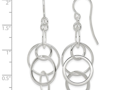 Sterling silver circle drop earrings, further view