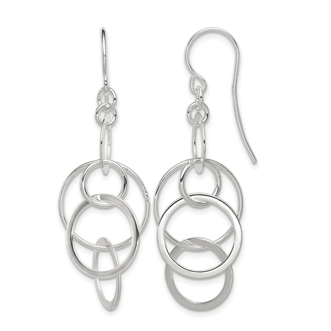 Sterling silver circle drop earrings