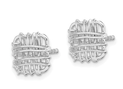 Sterling Silver Rhodium-plated Polished Square Post Earrings (Style QE12133)