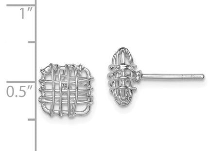 Sterling Silver Rhodium-plated Polished Square Post Earrings (Style QE12133)