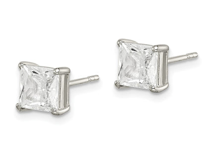 Sterling silver cubic zirconia stud earrings, alternate view