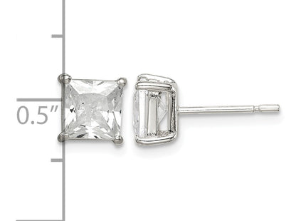 Sterling silver cubic zirconia stud earrings, further view