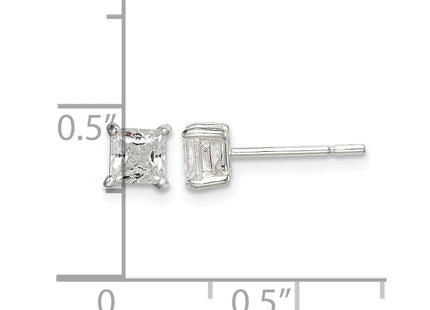 Sterling silver cubic zirconia stud earrings, further view