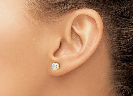 Sterling Silver Gold-tone Polished CZ Post Earrings (Style QE12180GP)