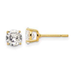 Sterling Silver Gold-tone Polished CZ Post Earrings (Style QE12180GP)