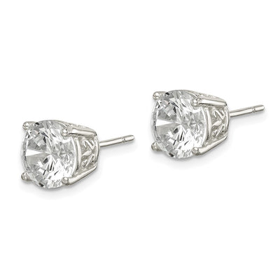 Sterling Silver Polished Round CZ Swirl Basket Set Stud Earrings