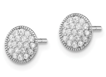 Sterling silver cubic zirconia circle earrings, alternate view