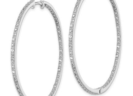 Sterling silver diamond hoop earrings, alternate view