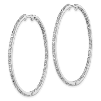 Sterling Silver Rhodium-plated Diamond In & Out Hoop Earrings, 52 x 52mm