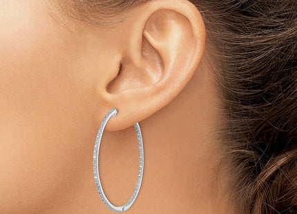 Sterling silver diamond hoop earrings, another view