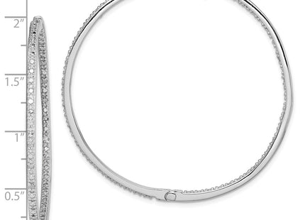Sterling silver diamond hoop earrings, further view