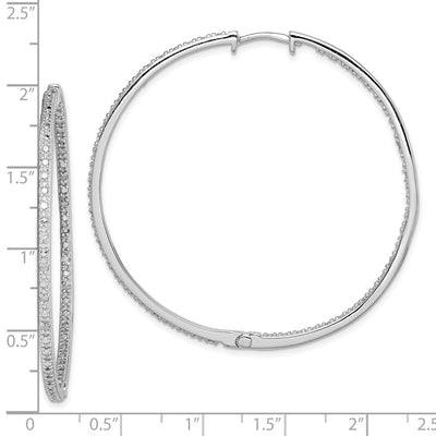Sterling Silver Rhodium-plated Diamond In & Out Hoop Earrings, 52 x 52mm