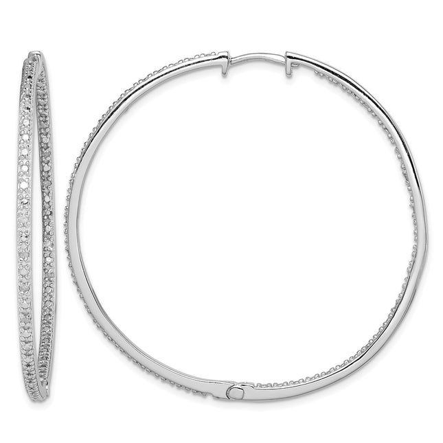 Sterling silver diamond hoop earrings