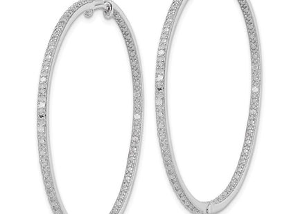 Sterling Silver Rhodium-plated Diamond In & Out Hoop Earrings (Style QE12251)