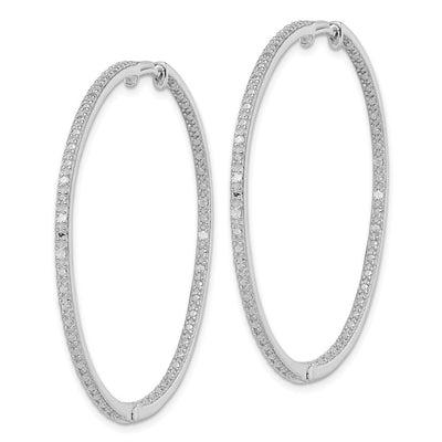 Sterling Silver Rhodium-plated Diamond In & Out Hoop Earrings, 51 x 51mm
