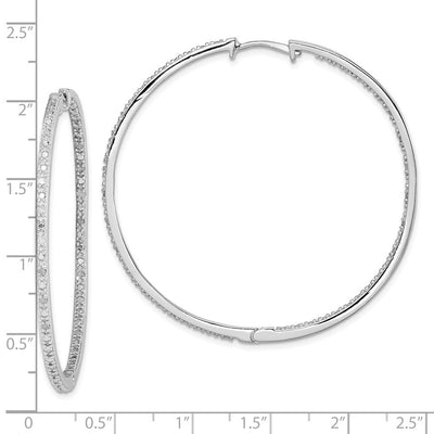 Sterling Silver Rhodium-plated Diamond In & Out Hoop Earrings, 51 x 51mm