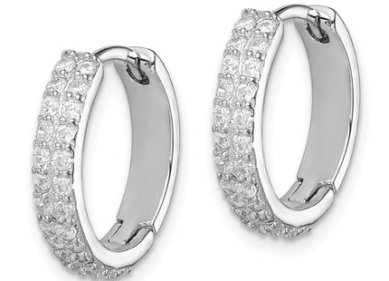 Sterling Silver Polished Rhodium-plated Hinged Hoop Earrings (Style QE12258)
