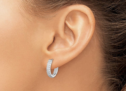 Sterling Silver Polished Rhodium-plated Hinged Hoop Earrings (Style QE12258)