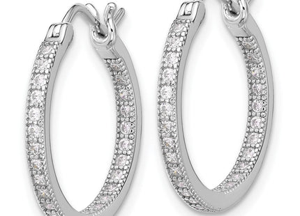 Sterling Silver Rhodium-plated CZ In/Out Hoop Earrings (Style QE12272)