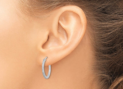 Sterling Silver Rhodium-plated CZ In/Out Hoop Earrings (Style QE12272)