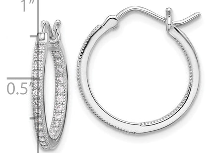 Sterling Silver Rhodium-plated CZ In/Out Hoop Earrings (Style QE12272)