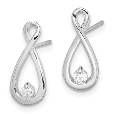 Sterling Silver Rhodium-plated Polished CZ Infinity Post Earrings, 15 x 8mm