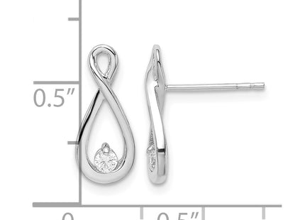 Sterling silver cubic zirconia infinity earrings, further view