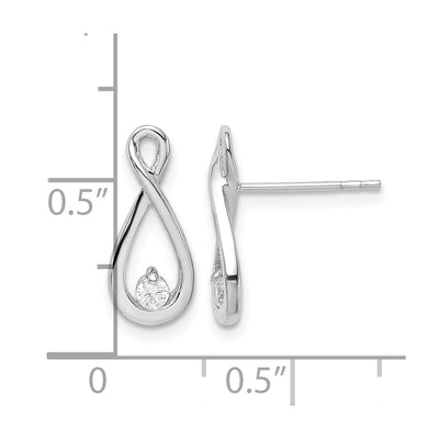 Sterling Silver Rhodium-plated Polished CZ Infinity Post Earrings, 15 x 8mm