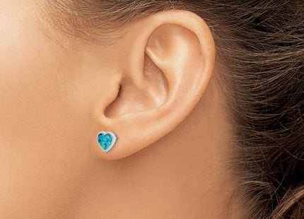 Sterling silver opal heart earrings, another view