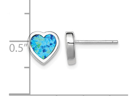 Sterling silver opal heart earrings, further view