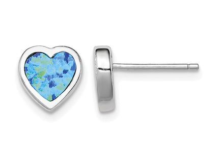 Sterling silver opal heart earrings