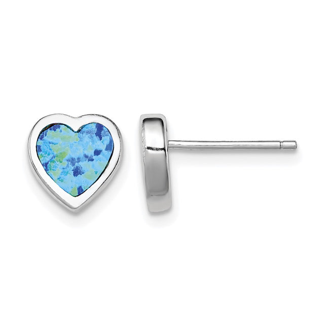Sterling silver opal heart earrings
