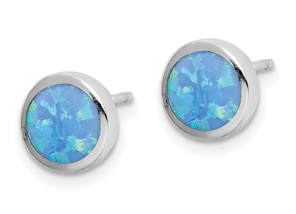 Sterling silver opal stud earrings, alternate view
