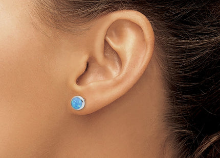 Sterling silver opal stud earrings, another view