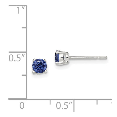 Sterling Silver Polished Round Dark Blue CZ Stud Earrings