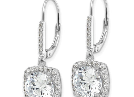 Sterling Silver Rhodium-plated Polished CZ Dangle Earrings (Style QE12425)