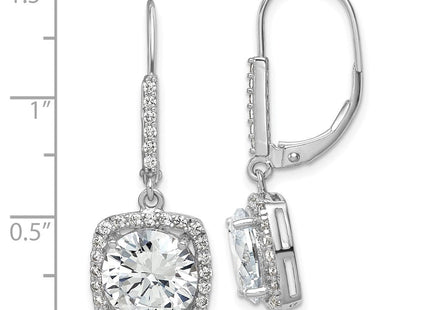 Sterling Silver Rhodium-plated Polished CZ Dangle Earrings (Style QE12425)