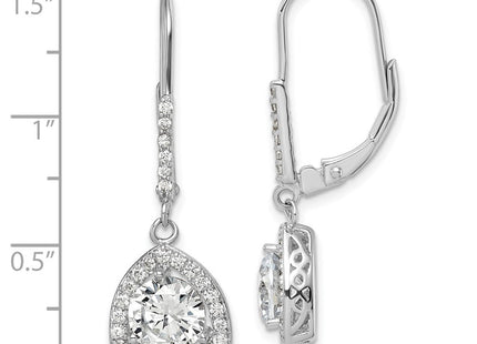 Sterling Silver Rhodium-plated Polished CZ Leverback Earrings (Style QE12426)