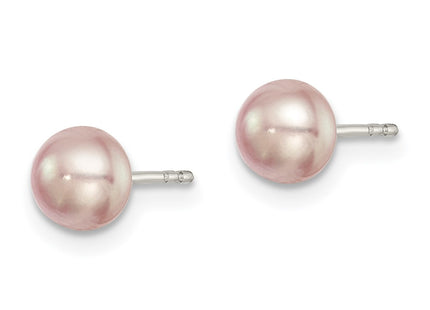 Sterling silver pearl earrings, alternate view