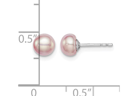 Sterling silver pearl earrings, further view