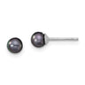 Sterling Silver Rhodium-plated 4- Black Round Freshwater Cultured Pearl Post Earrings