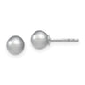Sterling Silver Rhodium-plated 5- Grey Round Freshwater Cultured Pearl Post Earrings