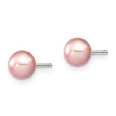 Sterling Silver Rhodium-plated Purple Round Freshwater Cultured Pearl Post Earring