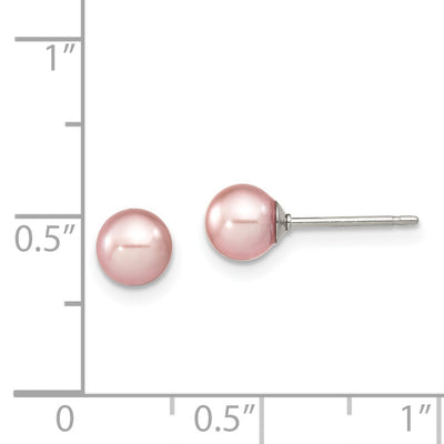 Sterling Silver Rhodium-plated Purple Round Freshwater Cultured Pearl Post Earring