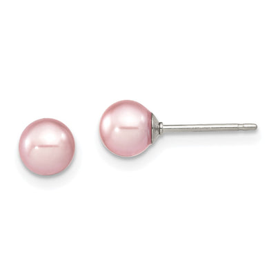 Sterling Silver Rhodium-plated Purple Round Freshwater Cultured Pearl Post Earring