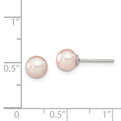 Sterling Silver Rhodium-plated Purple Round Freshwater Cultured Pearl Post Earring