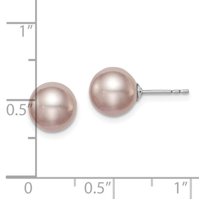 Sterling Silver Rhodium-plated Purple Round Freshwater Cultured Pearl Post Earring